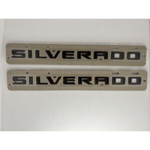 2pcs Gloss Black Door Emblems Tailgate Letters Badge Nameplate for‎ SILVERADO LT